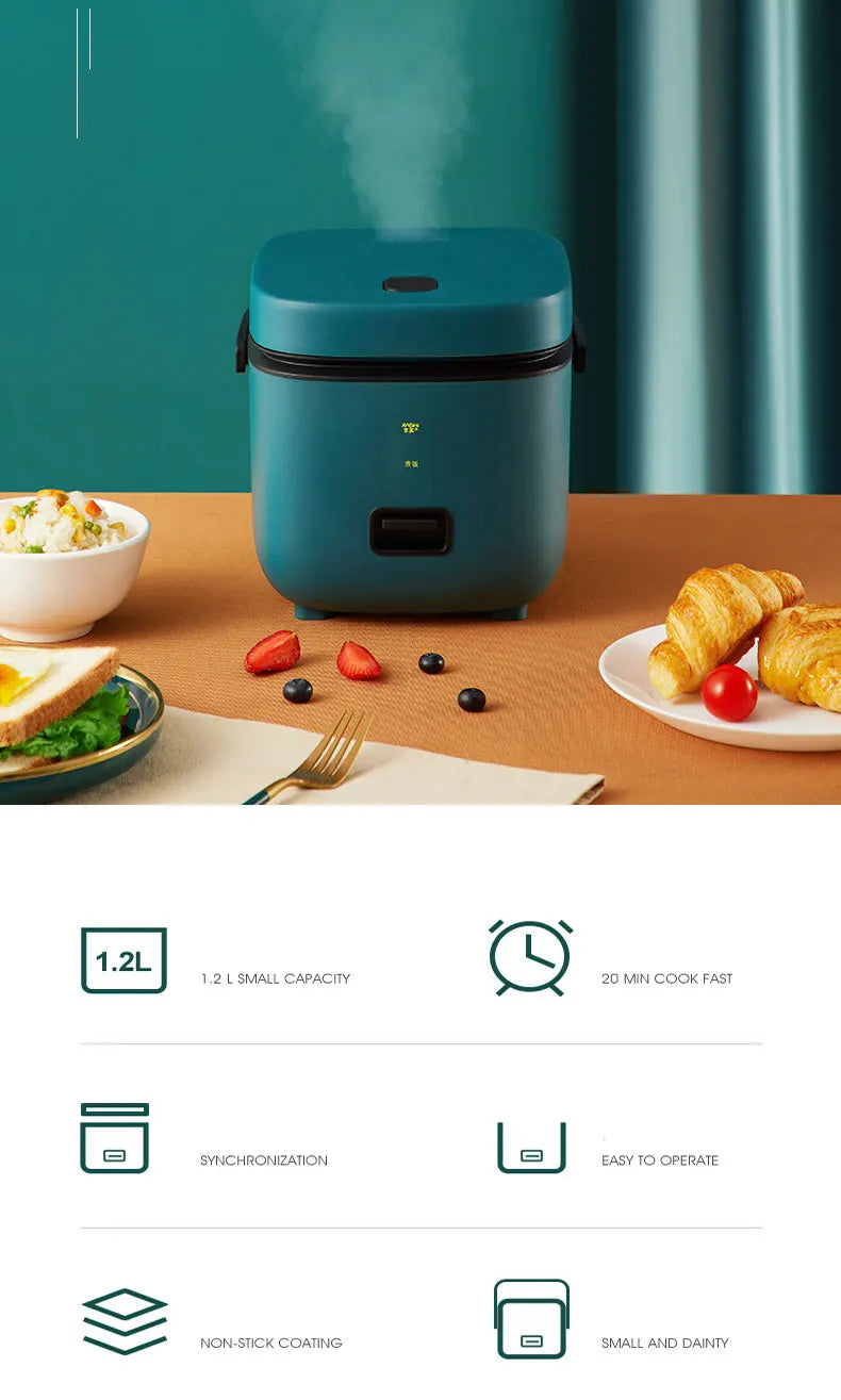 MonoCook™Small Rice Cooker for Quick Meals 1.2L