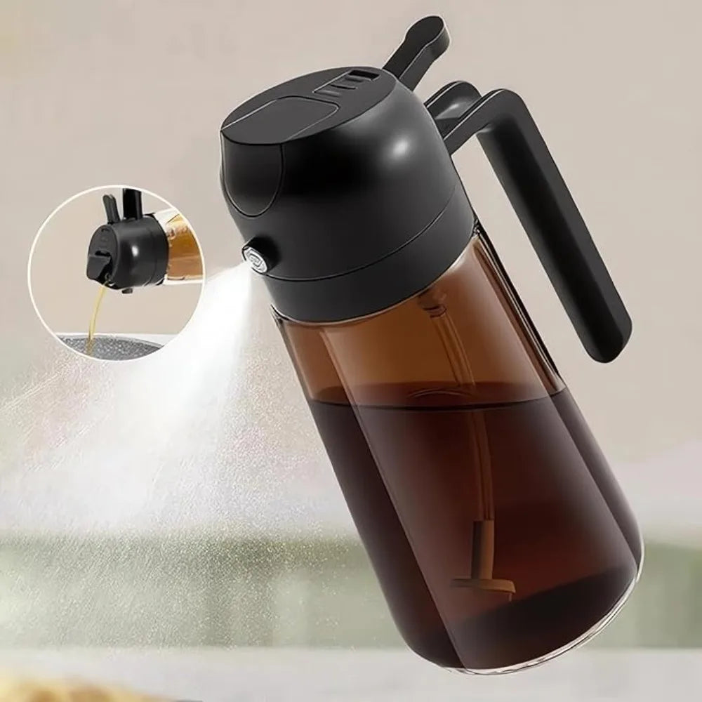 MonoCook™2-in-1 Oil Sprayer Bottle – 16oz Glass Olive Oil Dispenser for Cooking, Salad & Grill