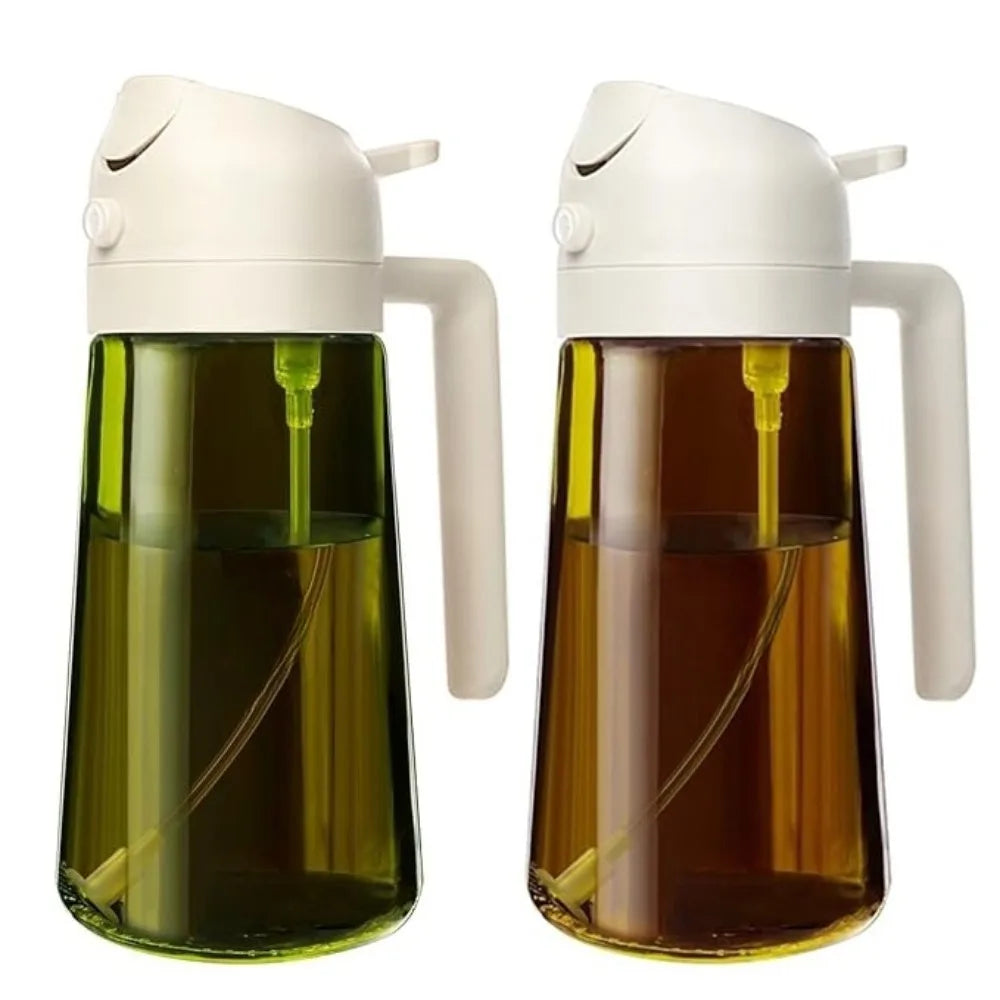 MonoCook™2-in-1 Oil Sprayer Bottle – 16oz Glass Olive Oil Dispenser for Cooking, Salad & Grill