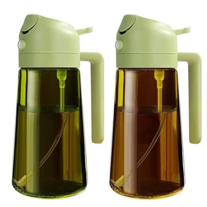 MonoCook™2-in-1 Oil Sprayer Bottle – 16oz Glass Olive Oil Dispenser for Cooking, Salad & Grill