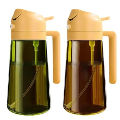 MonoCook™2-in-1 Oil Sprayer Bottle – 16oz Glass Olive Oil Dispenser for Cooking, Salad & Grill