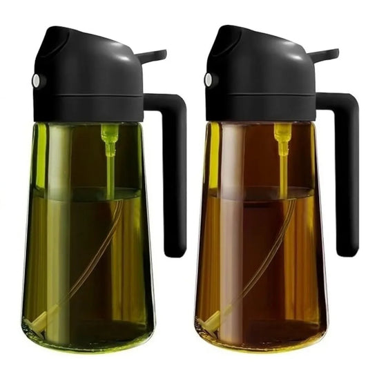 MonoCook™2-in-1 Oil Sprayer Bottle – 16oz Glass Olive Oil Dispenser for Cooking, Salad & Grill