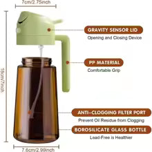 MonoCook™2-in-1 Oil Sprayer Bottle – 16oz Glass Olive Oil Dispenser for Cooking, Salad & Grill