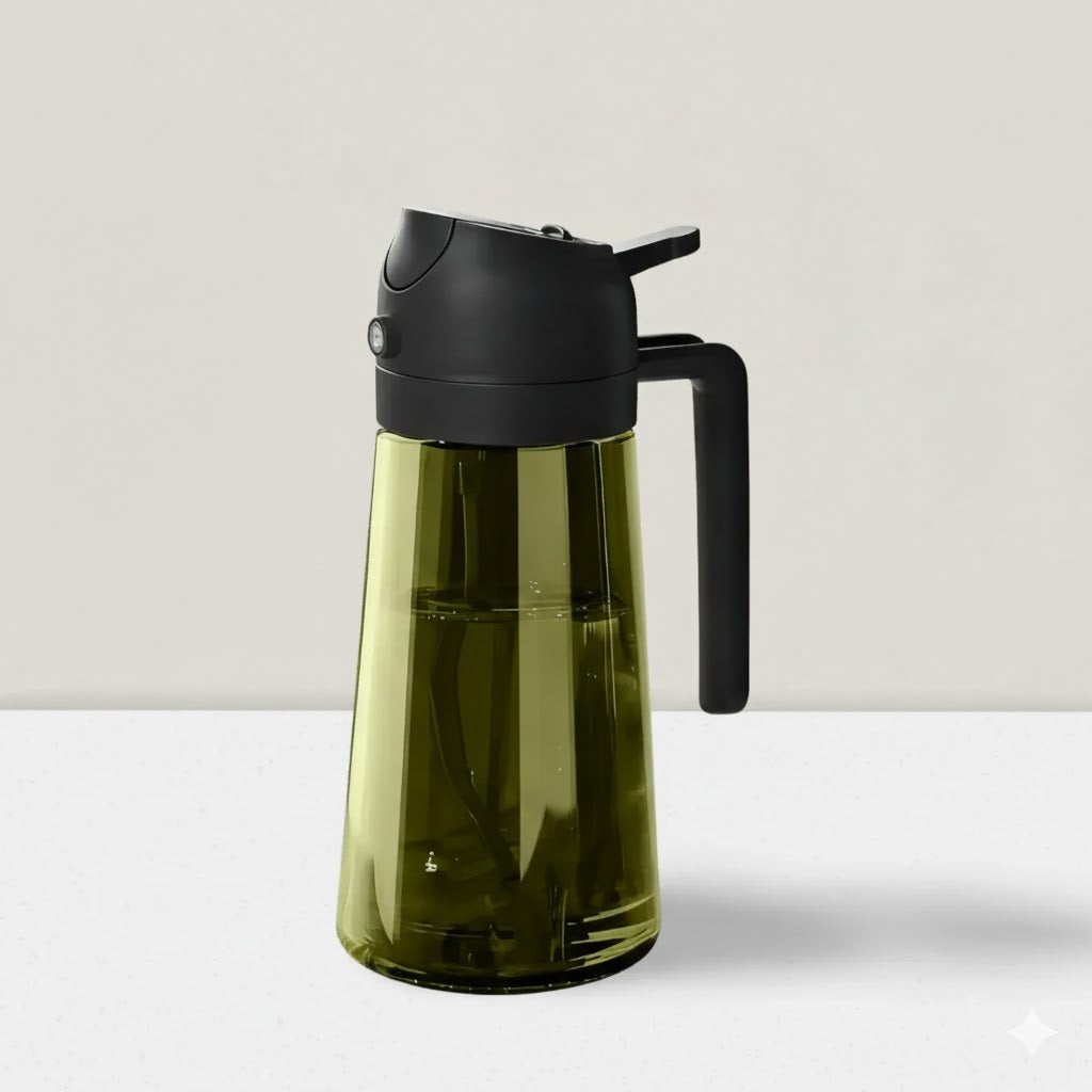 MonoCook™2-in-1 Oil Sprayer Bottle – 16oz Glass Olive Oil Dispenser for Cooking, Salad & Grill